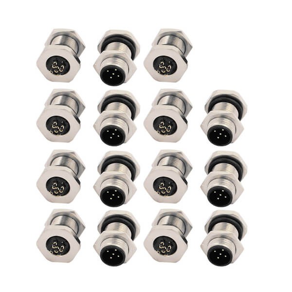 M12 Panel Mount Connector A Coding 5Pin Male Plug For Cable 15PCS