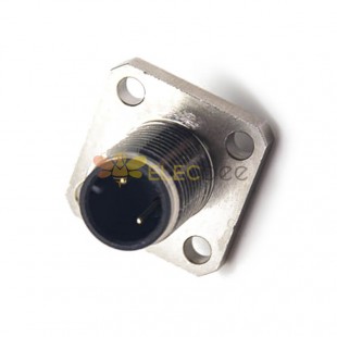 M12 Panneau Mount Connectors 2 Pin nip Male Socket Shiled A Code 4 Hole Flange Solder Cup pour câble
