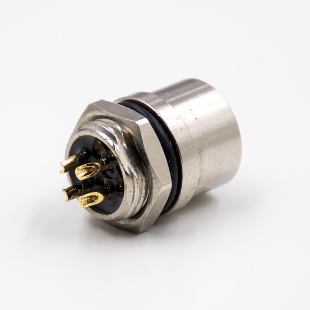 M12 Sensor Connector 4Pin D-Coding Female Straight Waterproof Rear Bulkhead Panel Receptacles Cable Solder Type Shiled