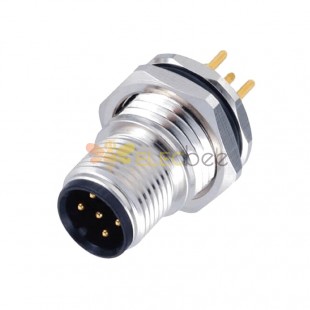 M12 Sensor Connector 5 Pin A Code Male Front Mount Waterproof PCB Mount PG9 Thread