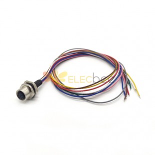 Sensor Receptacle M12 8 Pin Waterproof Connector A Coded Female Straight Back Mount Wiring 0.2M