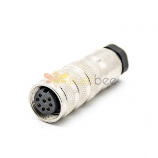 8 pin Female M16 Solder Type Straight Connector Shield