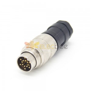 Industrial Connector Signal M16 14 Pin Straight Waterproof Male Cable Plug Non-Shield
