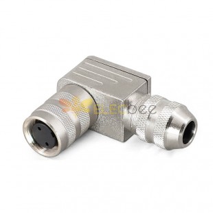 M16 Field wireable connectors 2pin female Angle 90deg Metal Shield Solder Type for 6.0-8.5mm Cable