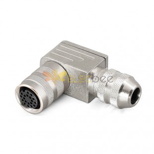 M16 IP68 Female Angled Connector 19Pin 5A 125V Shield Solder Type for 6.0-8.5mm Cable