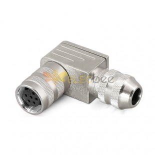 M16 IP68 Female Angled Field Wireable Connector 6Pin 5A 250V Shield Solder Type for 6.0-8.5mm Cable