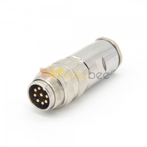 Straight Male Connector M16 8 Pin Waterproof Cable Plug Shield