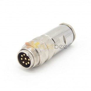 Conector masculino reto M16 8 pin impermeável cabo plug shield
