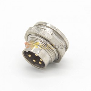 M16 5 Pin Connector 180 Degree Waterproof Front Male Socket Bulkhead Panel Mount for Solder Cup Shield