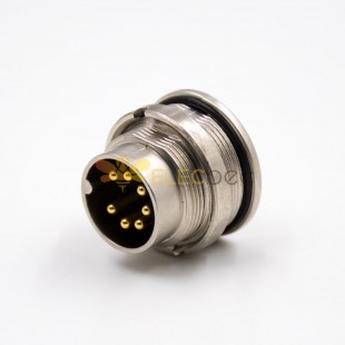 M16 7 Pin Connector Panel Receptacles A Coded Male Waterproot Straight Front Mount Cable Solder Type Shield