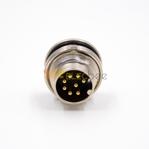 M16 Male 8 Pin A Code Waterproot Straight Front Panel Mount Solder Cup Panel Receptacles Shield