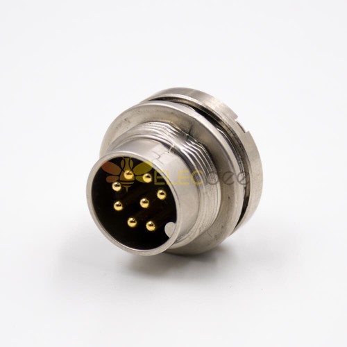 M16 Male 8 Pin Panel Receptacles A Coded Waterproof Straight Front Bulkhead Cable Solder Type Shield