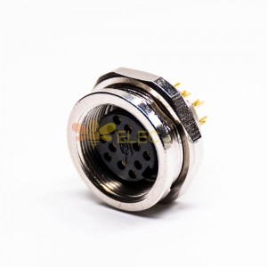 M16 Socket 12 Pin 180 Degree Waterproof Female Connector Solder Cup for Cable Shield
