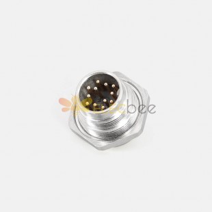 J09 M16 Metal Aviation Connector Waterproof 12pin Soldered front Mount Male Socket Connector
