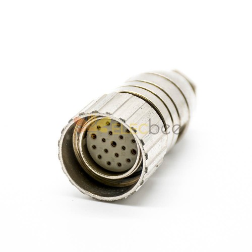 Female M23 19pin plug Solder Type Straight Connector Shield