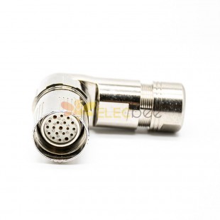 M23 19Pin Female Connector Solder Type for Cable Shield 90 degree