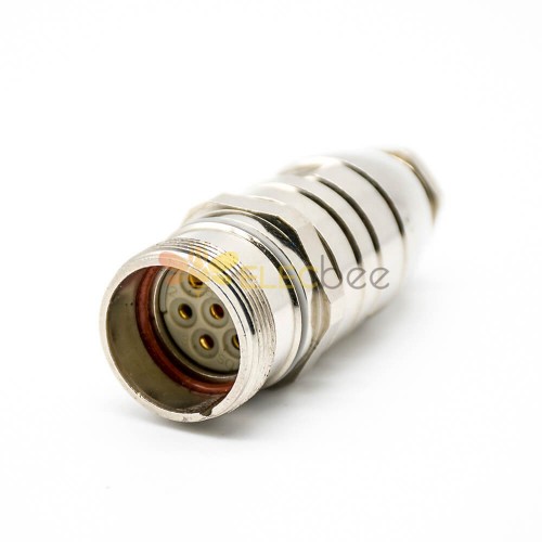 M23 6 pin Female Straight Connector for Cable Solder Type Shield