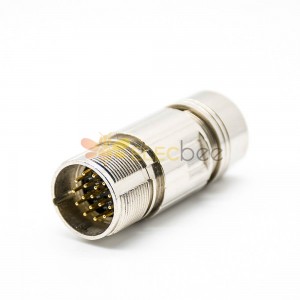 male M23 17pin Male Solder Type Straight Connector Shield