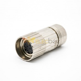 Straight M23 Connector Female Solder Type Connector for Cable Shield