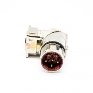 Connector M23 6 Pin Male Solder Type for Cable Shield right angle