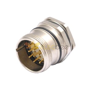 M23 12Pin Waterproof Male Socket Front Fastened Electric Servo Motor Straight Connector Shield