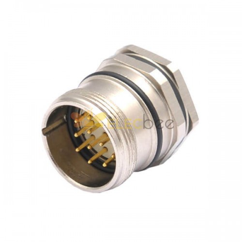 M23 12Pin Waterproof Male Socket Front Fastened Electric Servo Motor Straight Connector Shield