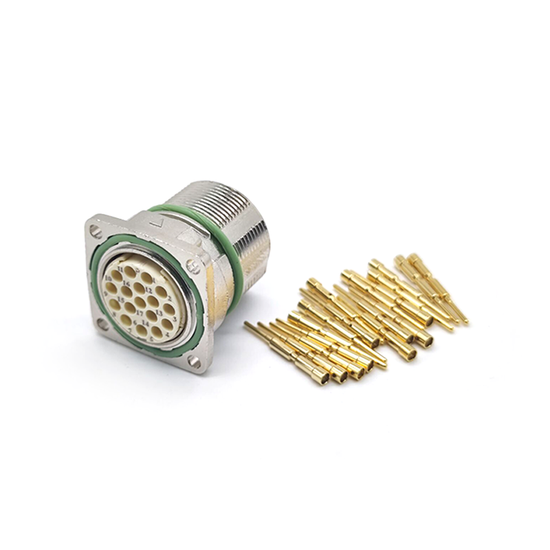 M623 17 Pin Straight Male Connector 4 Hole Flange Waterproof Connector Shield Crimp Type for Cable