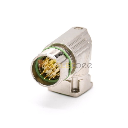 conector em ângulo reto M623 16 Pin Waterproot Right Angle 4 Hole Flange Cable Connector Shield