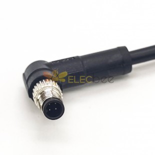 Overmold M5 Connector Right Angle 4Pin M5 Male Plug Screw Type Waterproof Non-Shield With 1M 26AWG Wire
