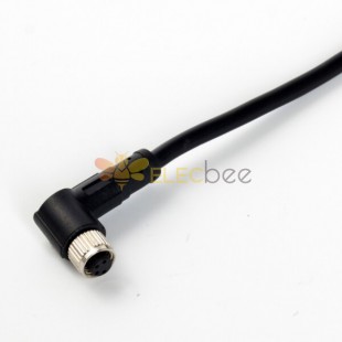 Right Angle M5 Connector Waterproof IP67 Circular M5 4Pin Female Plug Waterproof Non-Shield With 75CM 26AWG Wire