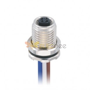 M5 4Pin Circular Connector Screw Solder Type M5 Front Mount Female Socket Waterproof Unshield With 25CM 26AWG Wire