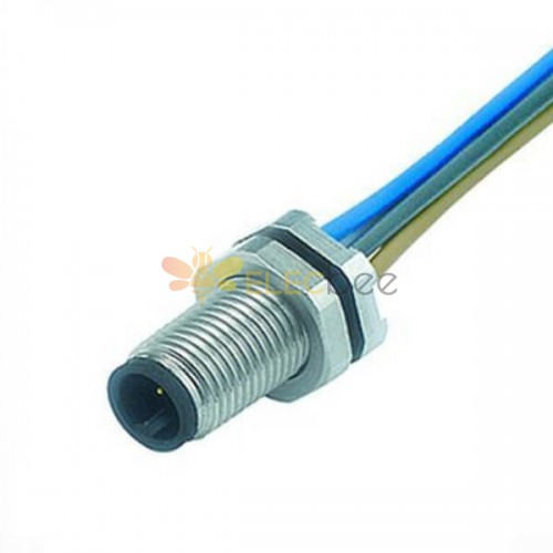 M5 Binder Connector Front Mount M5 3 Poles Male Socket Solder With 50CM 26AWG Wire Waterproof Shield 10pcs