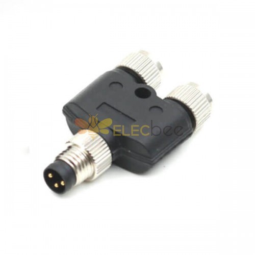 10 pcs M8 Plástico Plug Adaptador Impermeável 3Pin Um macho para dois plug conector feminino