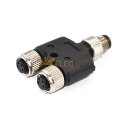 M8 Adaptateur imperméable à l\'eau Y Type Deux Femelle Plug To One Male 4Pin Plug Cable Unshiled Adaptateur