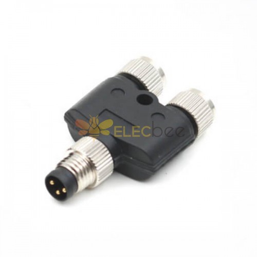 M8 Y Type Adaptateur imperméable m8 3Pin One Male Plug To Two Female Plug Connector