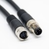 10pcs M8電纜插頭注塑成型式直式4芯公插頭轉母插頭接1米24AWG線