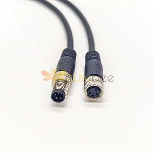 10pcs M8電纜插頭注塑成型式直式4芯公插頭轉母插頭接1米24AWG線