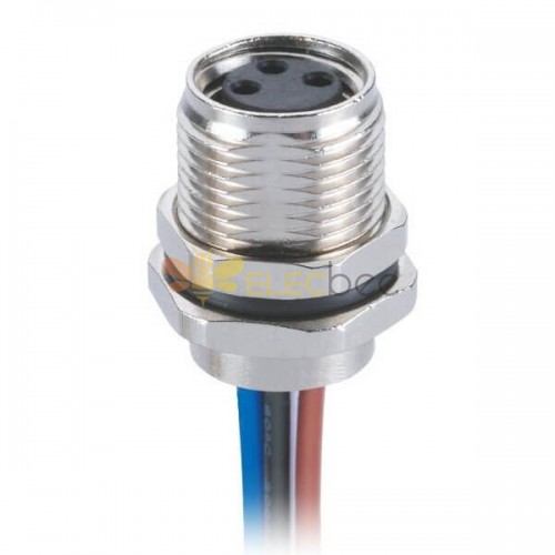 10pcs M8 Female Connector Circular A Coding Front Mount 3 Cores Jack Socket With 60CM 24AWG Cable