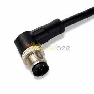 4Pin M8 Molded Cable Right Angle Male Plug With 1M 24AWG Wire