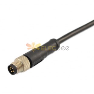 5Pin M8 Molding Cable Plug Waterproof Straight Female B Coding Connector 24AWG Wire 50CM/75CM/100CM
