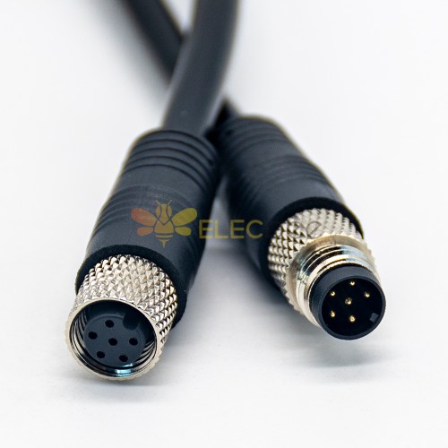 6 Pin Circular Connector M8 A Code Cable Crodset 26AWG 50CM Homme à Femelle Droite