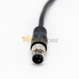 M8 3Pin Cable Plug IP67 Waterproof Straight Molding Type Male Connector With 1M 24AWG Wire