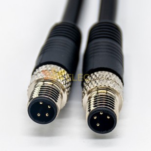 M8 4Pin Conductor Sensor Cables Straight Male to Male 2M AWG24 PVC Jacket