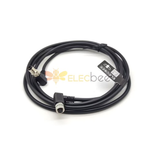 M8 4 Pin Industrie wasserdicht Stecker Stecker Stecker zu Buchse 90 Grad Kabel Kabel 24AWG 2M