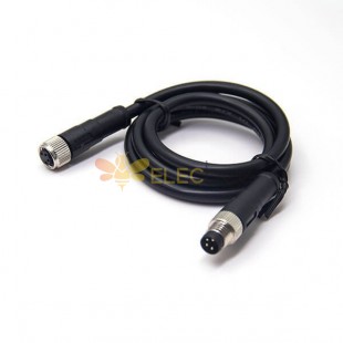 M8 4 Pin Serial Cable 180 Degree Male to Female Plug Connector For Cable 24AWG 2M
