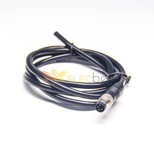 M8 4芯電纜公頭單邊直式註塑線材24AWG PVC外皮