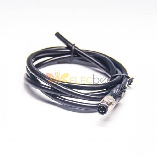 M8 4芯电缆公头单边直式注塑线材24AWG PVC外皮