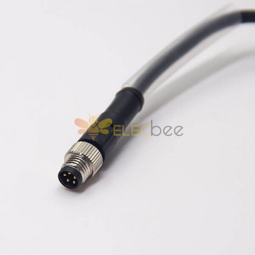 M8 5 Pin Cable Masculino Único Cabo Terminou 24AWG 1M Industrial B codificação direta plug impermeável