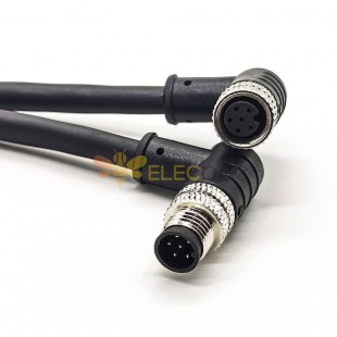 M8 6 Pin Cable Standard A Code Double Ended Cable 26AWG 1M Male to Female Plug Right Angle