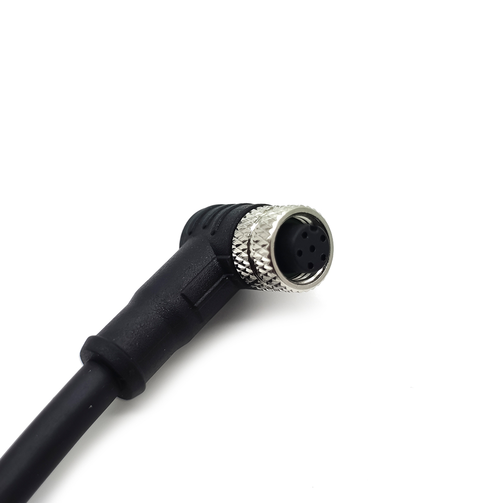 M8 6 Pin Cable Standard A Code Double Ended Cable 26AWG 1M Male to Female Plug Right Angle